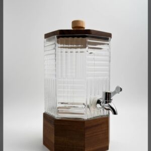 Dispenser de vidrio y madera hexagonal