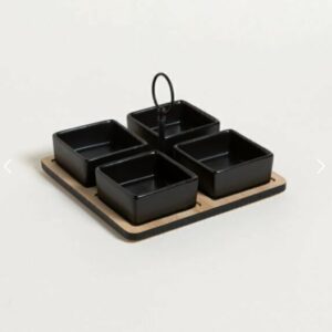 set x 4 copetineros cuadrados con base de bamboo