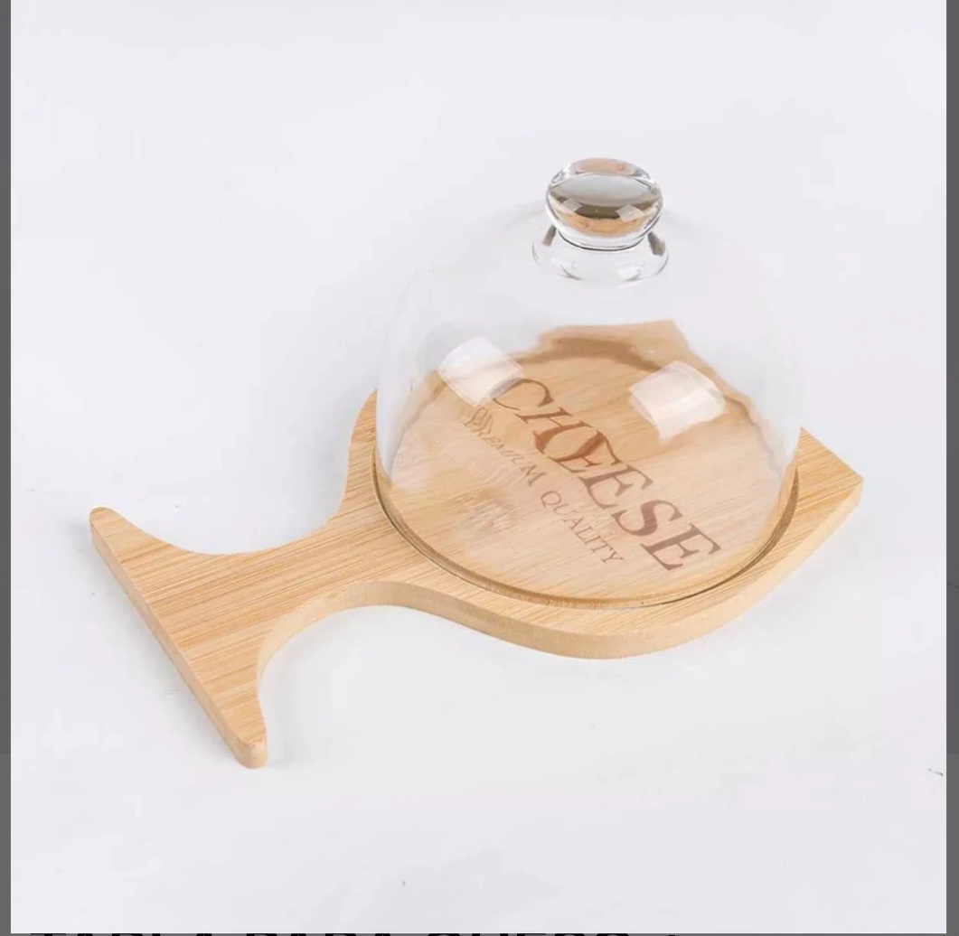 tabla para queso + campana de vidrio