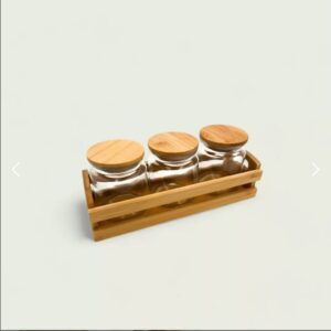 especiero c/soporte y tapa de bamboo x 3
