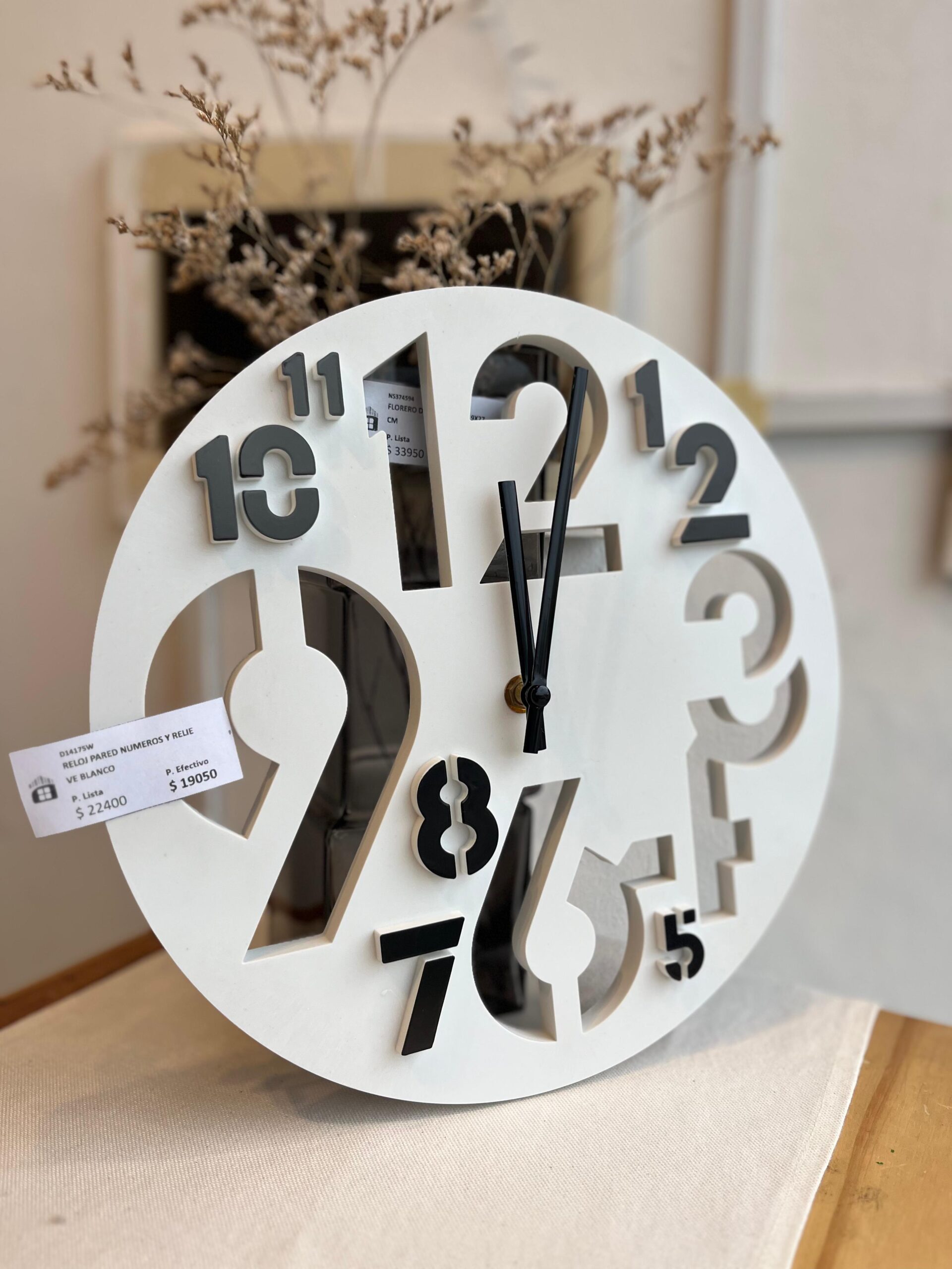 RELOJ PARED NUMEROS Y RELIEVES