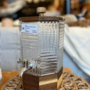 Dispenser de vidrio y madera hexagonal
