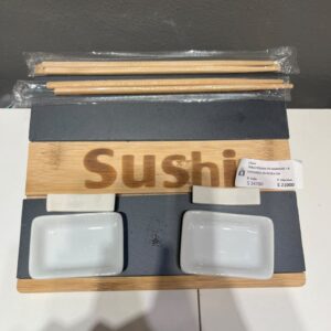 tabla p/sushi de bamboo + accesorios
