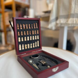 caja de set de vino c/juego de ajedrez