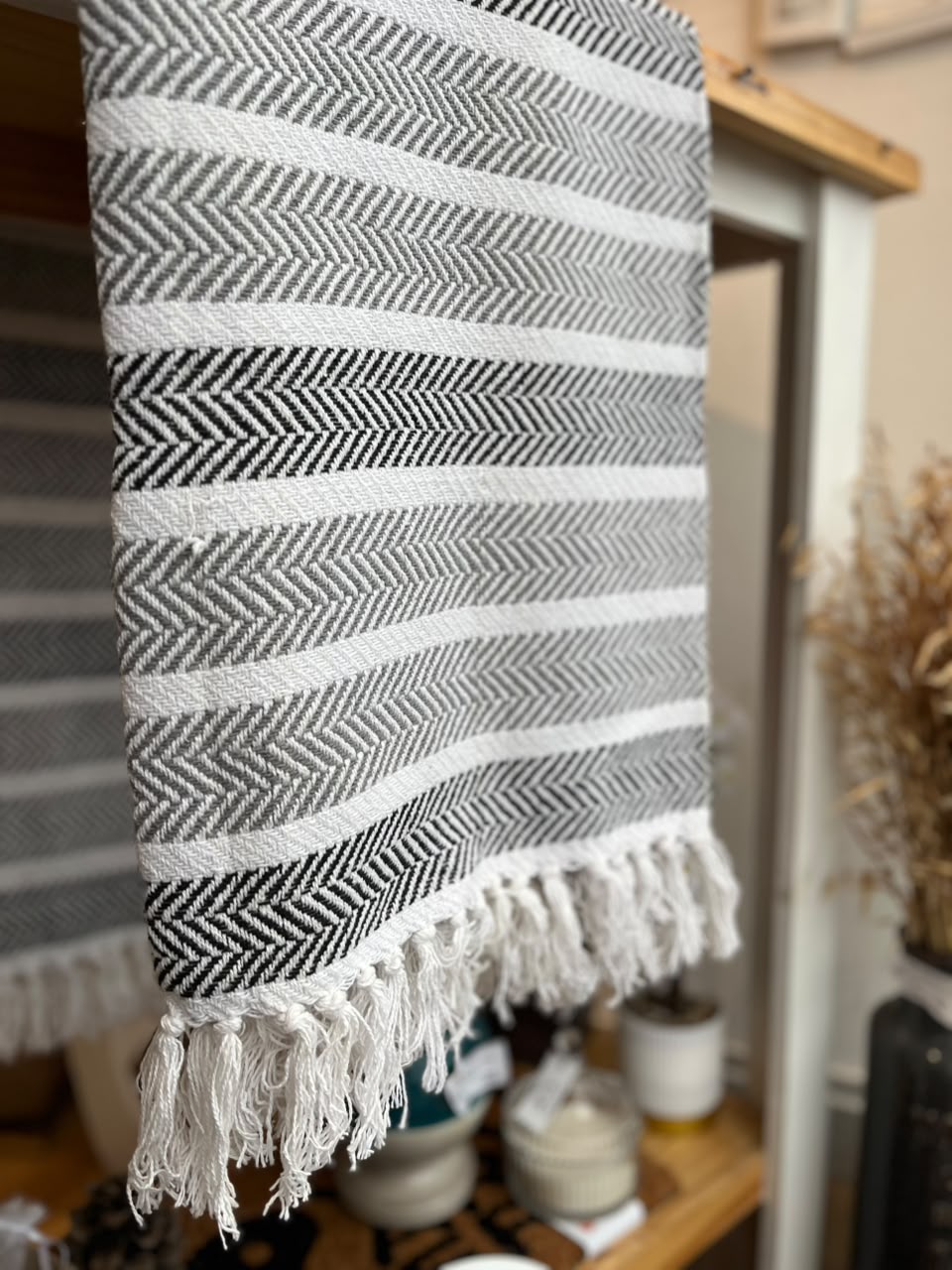 MANTA FRANJA GRIS Y NEGRO 1,25 X 1,50